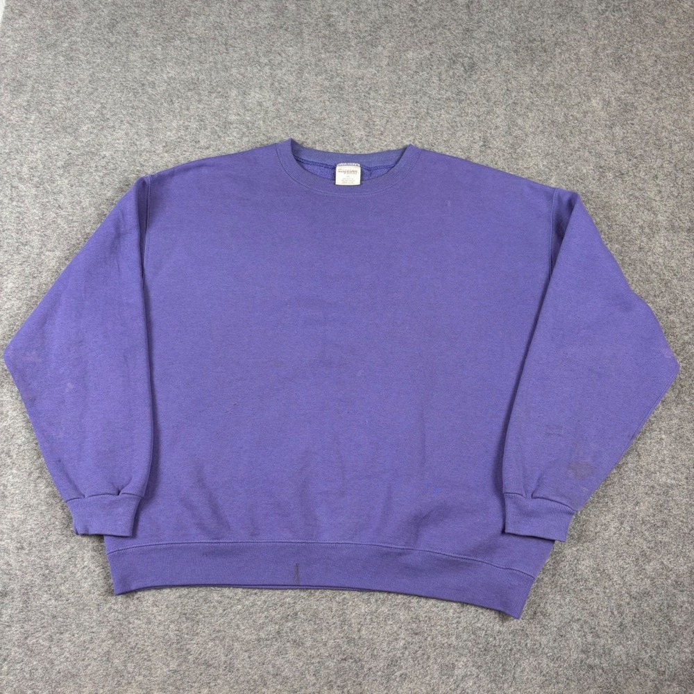 Mervyns Sweatshirt Mens XXL Purple Vintage 90s Made In USA Blank Crewneck Faded